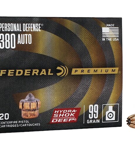 Federal Premium Personal Defense Micro 380 ACP Ammo 99 Grain Federal Hydra-Shok Deep Jacketed Hollow Point Box of 20