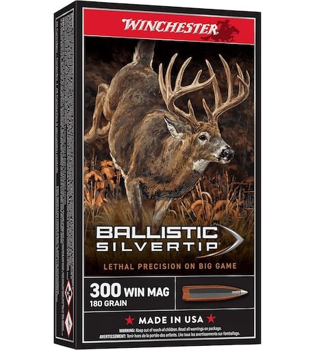 Winchester Ballistic Silvertip 300 Winchester Magnum Ammo 180 Grain Polymer Tip Box of 20