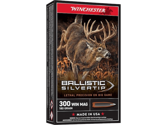 Winchester Ballistic Silvertip 300 Winchester Magnum Ammo 180 Grain Polymer Tip Box of 20
