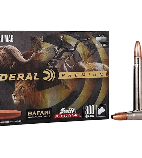 Federal Premium Safari 375 H&H Magnum Ammo 300 Grain Swift A-Frame Bonded Round Nose