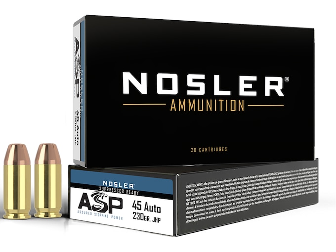 Nosler ASP 45 ACP Ammo 230 Grain Jacketed Hollow Point