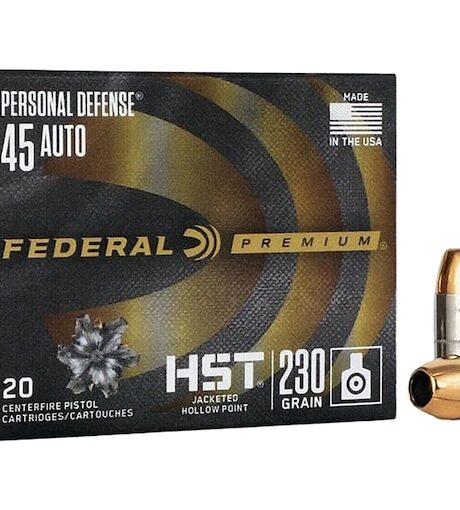 Federal Premium Premium Personal Defense 45 ACP Ammo 230 Grain Federal HST Jacketed Hollow Point