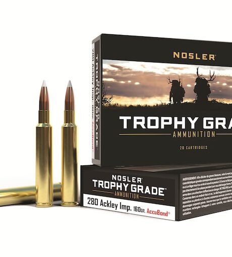 Nosler Trophy Grade 280 Ackley Improved Ammo 160 Grain Nosler AccuBond Bonded Polymer Tip Box of 20