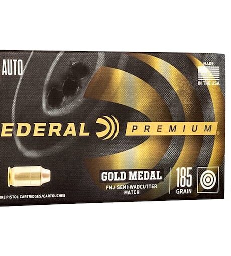 Federal Premium Gold Medal Match 45 ACP Ammo 185 Grain Full Metal Jacket Box of 50