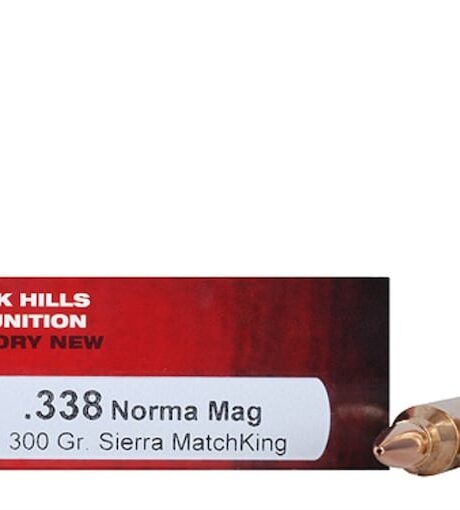 Black Hills 338 Norma Magnum Ammo 300 Grain Sierra MatchKing Jacketed Hollow Point Box of 20