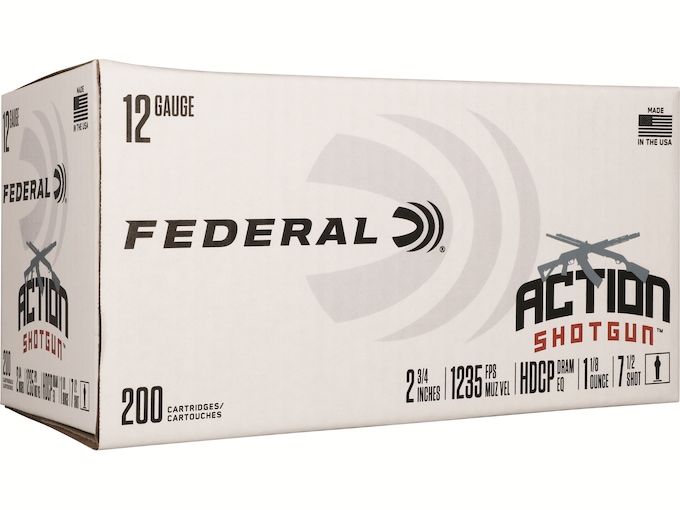 Federal Action 12 Gauge Ammo 2-3/4" #7-1/2 Lead Shot 1-1/8 oz Box of 200