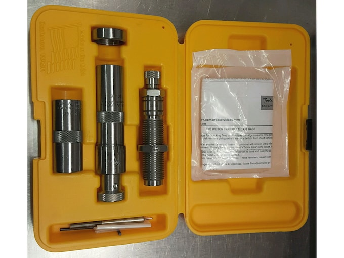L.E. Wilson Stainless Steel 2 Die Set with Micrometer Top Bullet Seater and Case Gauge