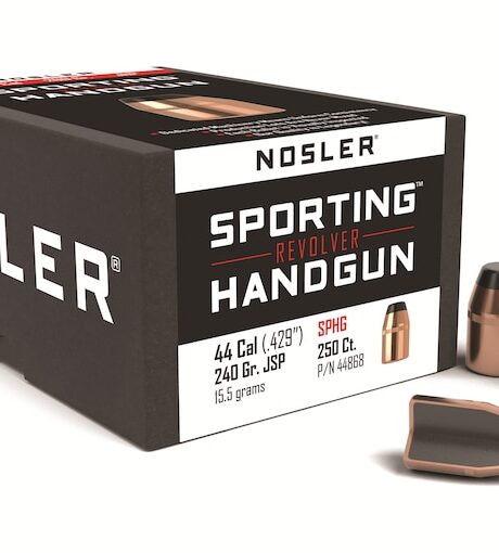 Nosler Sporting Handgun 44 Caliber (429 Diameter) Bullets 240 Grain Jacketed Soft Point with Cannelure Box of 250