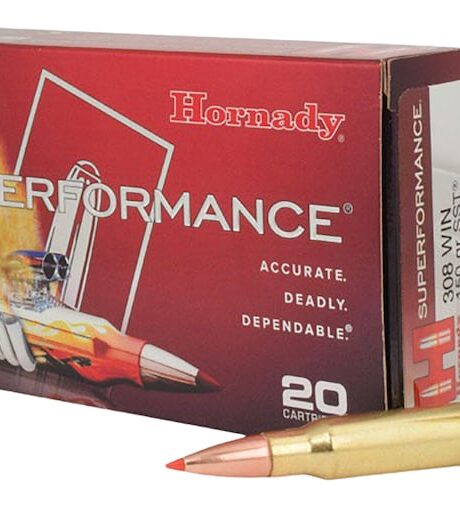 Hornady Superformance 308 Winchester Ammo 150 Grain Hornady SST (Super Shock Tip) Polymer Tip Box of 20