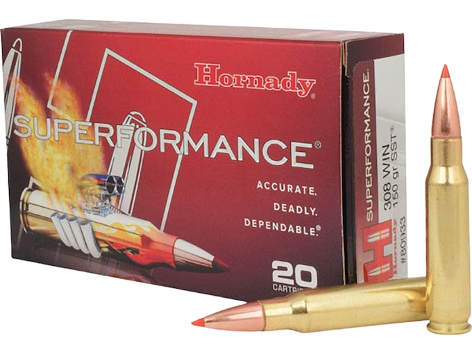 Hornady Superformance 308 Winchester Ammo 150 Grain Hornady SST (Super Shock Tip) Polymer Tip Box of 20