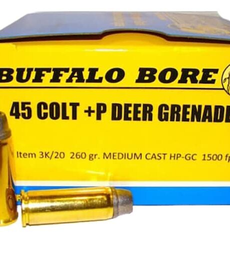 Buffalo Bore Deer Grenade 45 Colt (Long Colt) Ammo +P 260 Grain Medium Cast Lead Hollow Point Box of 20