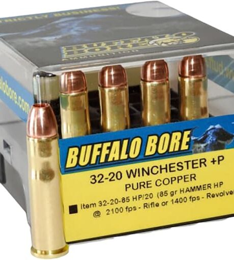 Buffalo Bore 32-20 WCF +P Ammo 85 Grain Hammer Solid Hollow Point Lead Free Box of 20