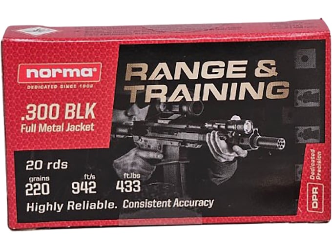 Norma 300 AAC Blackout (7.62x35mm) Ammo 220 Grain Full Metal Jacket Box of 20
