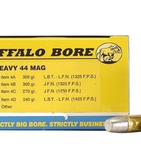 Buffalo Bore 44 Remington Magnum +P+ Ammo 340 Grain Flat Nose Box of 20