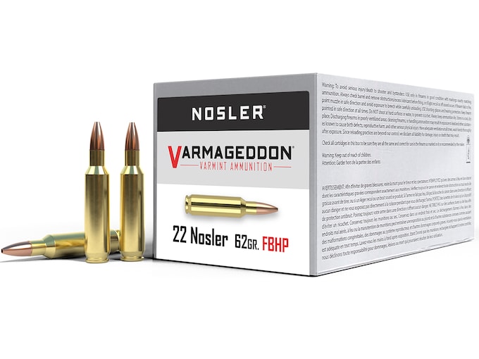 Nosler Varmageddon 22 Nosler Ammo 62 Grain Jacketed Hollow Point Box of 50