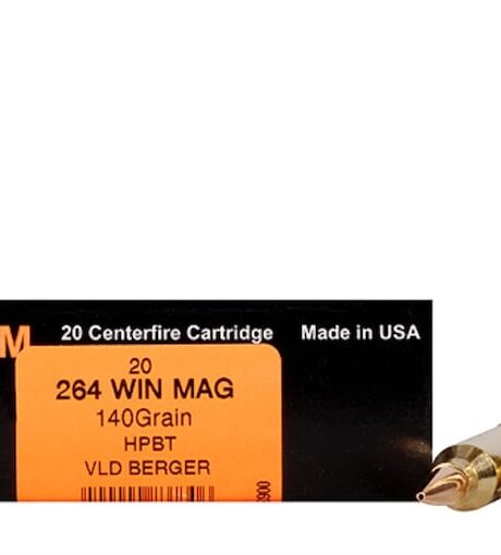 HSM Trophy Gold 264 Winchester Magnum Ammo 140 Grain Berger Hunting VLD (Very Low Drag) Jacketed Hollow Point Box of 20