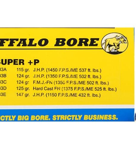 Buffalo Bore 38 Super +P Ammo 124 Grain Jacketed Hollow Point Box of 20