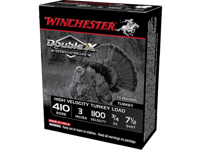 Winchester Double X Diamond Grade Turkey 410 Ammo 3" #7-1/2 Copper Plated Lead Shot 3/4 oz Box of 10