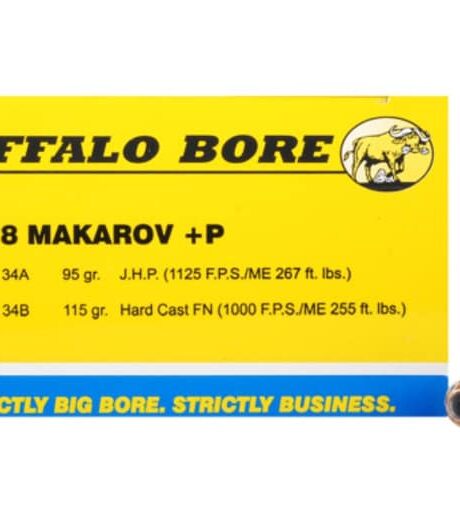 Buffalo Bore 9x18mm (9mm Makarov) Ammo 95 Grain Jacketed Hollow Point Box of 20