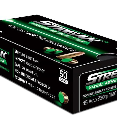 Ammo Inc. Streak Visual 45 ACP Ammo 230 Grain Green Cold Tracer Full Metal Jacket Box of 50