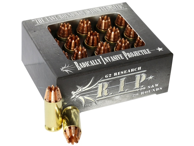 G2 Research R.I.P. 40 S&W Ammo 115 Grain G2 R.I.P. Fragmenting Hollow Point Lead Free Box of 20