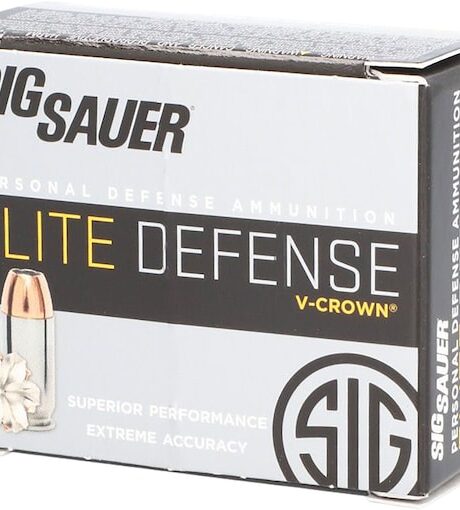 Sig Sauer Elite Defense 9mm Luger Ammo 147 Grain Sig V-Crown Jacketed Hollow Point Box of 20