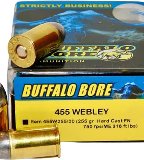 Buffalo Bore 455 Webley Mark 1 (455 Colt) Ammo 255 Grain Hard Cast Lead Flat Nose Box of 20