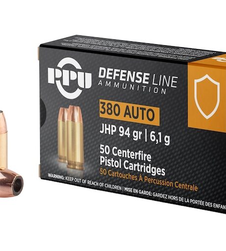 PPU Defense 380 ACP Ammo 94 Grain Jacketed Hollow Point Box of 50