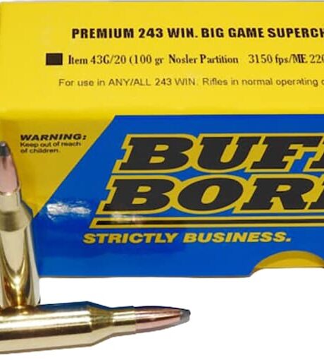 Buffalo Bore Supercharged 243 Winchester Ammo 100 Grain Nosler Partition Spitzer Box of 20