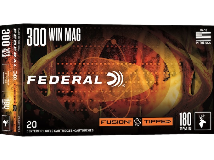 Federal Fusion Tipped 300 Winchester Magnum Ammo 180 Grain Bonded Polymer Tip Box of 20