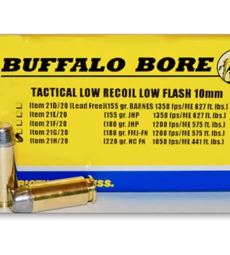Buffalo Bore Tactical Low Recoil 10mm Auto Ammo 220 Grain Flat Nose Box of 20