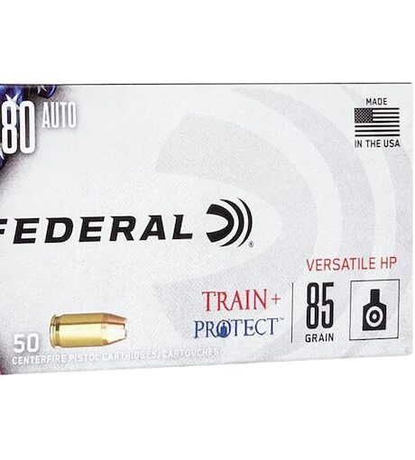 Federal Train + Protect 380 ACP Ammo 85 Grain Federal Versatile Jacketed Hollow Point Box of 50