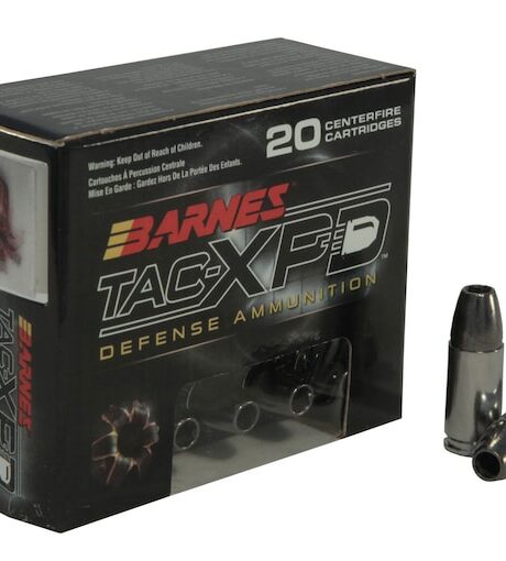 Barnes TAC-XPD 9mm Luger +P Ammo 115 Grain Barnes TAC-XPD Solid Hollow Point Lead Free Box of 20