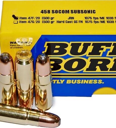 Buffalo Bore 458 Socom Ammo 500 Grain Jacketed Flat Nose Box of 20