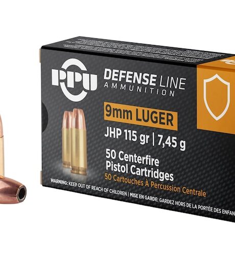 PPU Defense 9mm Luger Ammo 115 Grain Jacketed Hollow Point Box of 50