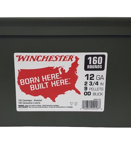 Winchester Military Grade 12 Gauge Ammo 2-3/4" #00 Buckshot 9 Pellets Ammo Can of 160