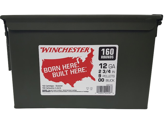 Winchester Military Grade 12 Gauge Ammo 2-3/4" #00 Buckshot 9 Pellets Ammo Can of 160