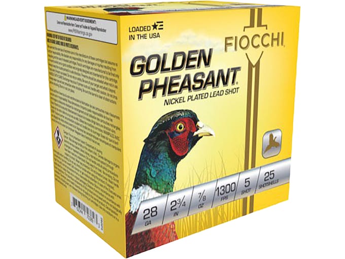 Fiocchi Golden Pheasant 28 Gauge Nickel Plated Lead Ammo