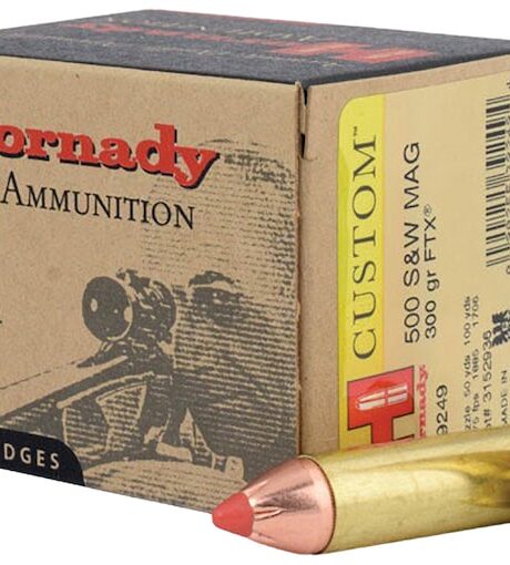 Hornady Custom 500 S&W Magnum Ammo 300 Grain Hornady FTX Polymer Tip Box of 20