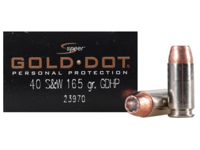 Speer Gold Dot 40 S&W Ammo 165 Grain Bonded Jacketed Hollow Point
