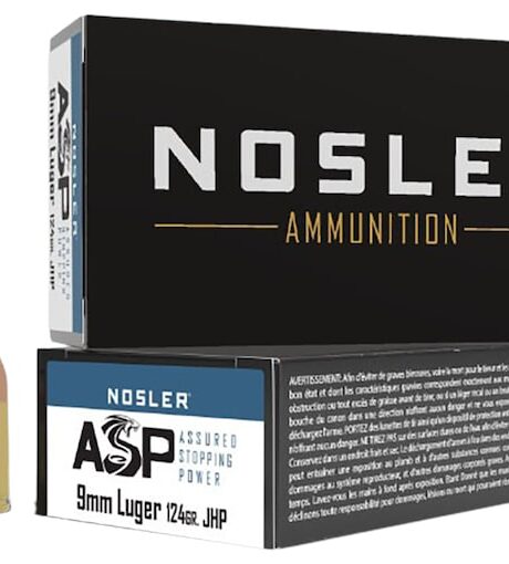 Nosler ASP 9mm Luger Ammo 124 Grain Jacketed Hollow Point