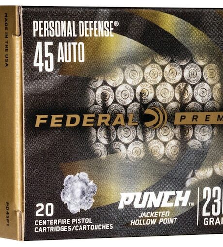 Federal Personal Defense Punch 45 ACP Ammo 230 Grain Jacketed Hollow Point