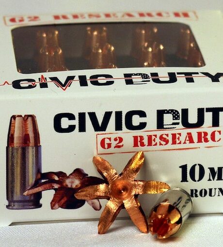 G2 Research Civic Duty 10mm Auto Ammo 122 Grain G2 R.I.P. Solid Hollow Point Lead Free Box of 20