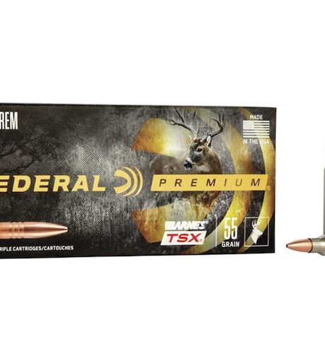 Federal Premium 223 Remington Ammo 55 Grain Barnes Triple-Shock X Solid Hollow Point Lead Free Box of 20