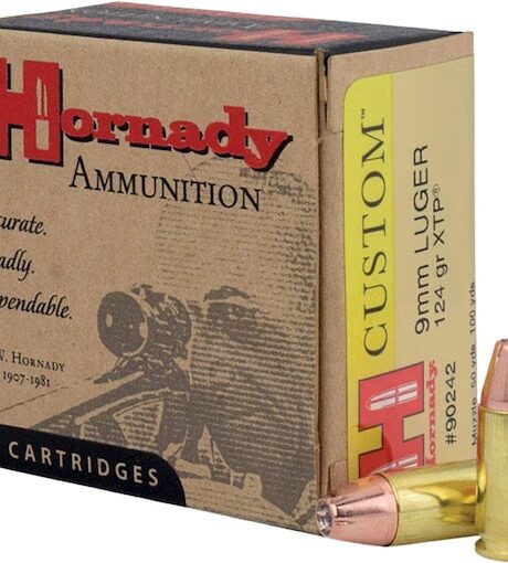 Hornady Custom 9mm Luger Ammo 124 Grain Hornady XTP Jacketed Hollow Point Box of 25
