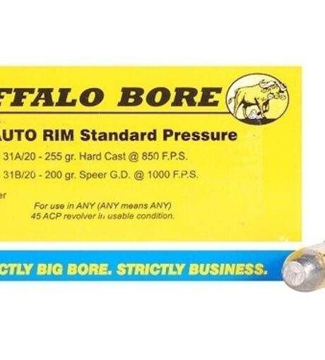 Buffalo Bore 45 Auto Rim (Not ACP) Ammo 255 Grain Flat Nose Box of 20