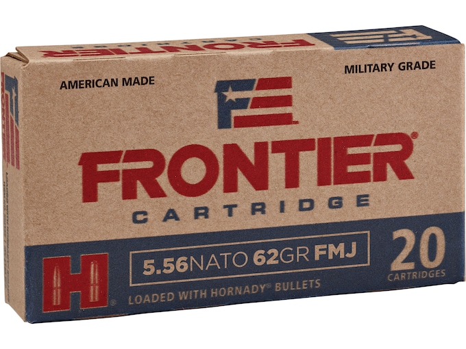 Frontier Cartridge Military Grade 5.56x45mm NATO Ammo 62 Grain Hornady FMJ Full Metal Jacket