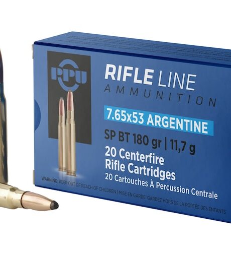 PPU 7.65mm Argentine Mauser Ammo 180 Grain Jacketed Soft Point Box of 20