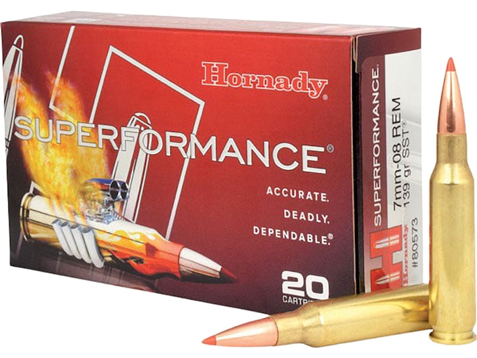 Hornady Superformance 7mm-08 Remington Ammo 139 Grain Hornady SST (Super Shock Tip) Polymer Tip Box of 20