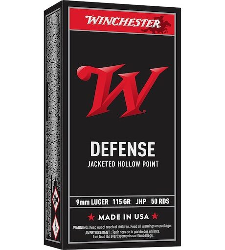 Winchester USA 9mm Luger Ammo 115 Grain Jacketed Hollow Point